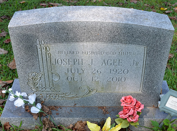 Joseph J. Agee, Jr., Gravestone, Mt. Pleasant Baptist Church Cemetery