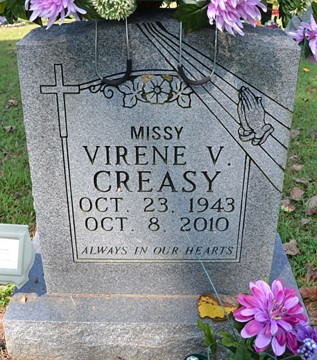 Virene V. Creasy Gravestone, Mt. Pleasant Baptist Church Cemetery