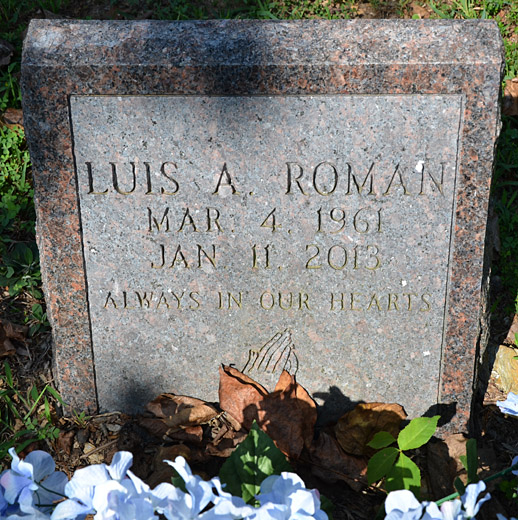 Luis A. Roman Gravestone, Mt. Pleasant Baptist Church Cemetery