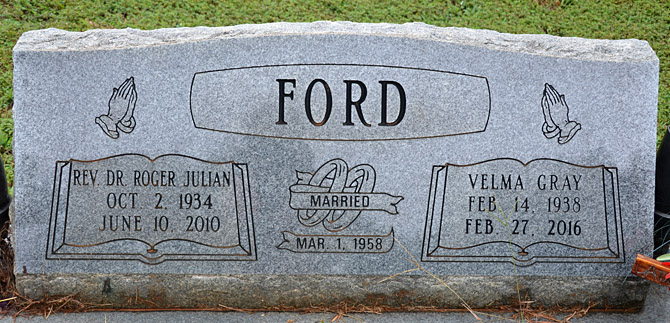 Dr. Roger Julian Ford and Velma Gray Ford, New Hope Baptist Church Cemetery