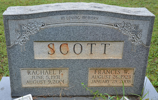 Rachael P. Scott and Francis W. Scott, New Hope Baptist Church Cemetery