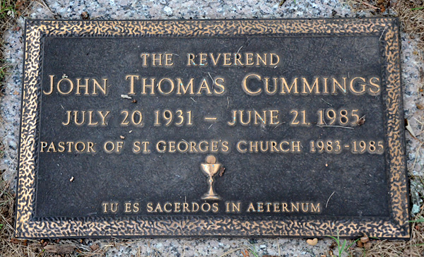 Reverend John Thomas Cummings, St. George Catholic Church Cemetery