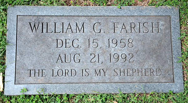 William G. Farish Gravestone, St. George Catholic Church Cemetery