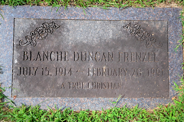 Blanche Duncan Frenzel, St. George Catholic Church Cemetery