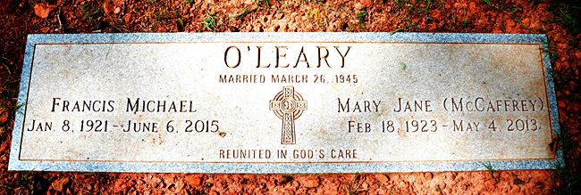 Francis Michael O'Leary and Mary Jane O'Leary, St. George Catholic Church Cemetery