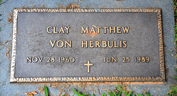 Clay Matthew Von Herbulis, St. George Catholic Church Cemetery