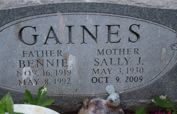 Bennie Gaines and Sally J. Gaines Gravestone