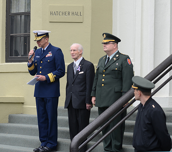 Robert Spencer being introduced at FUMA parade, April 28, 2013
