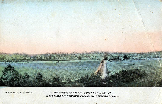 Birdseye View of Scottsville Over a Mammoth Potato Patch