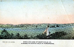 Birdseye View of Scottsville Over a Mammoth Potato Patch