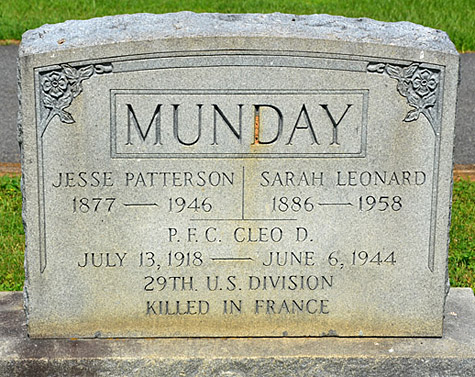 Cleo Brent Munday Gravestone, Scottsville Cemetery