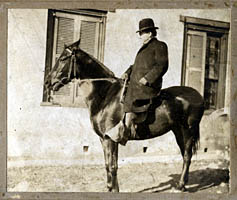 Dr. Stinson on horseback, ca. 1907
