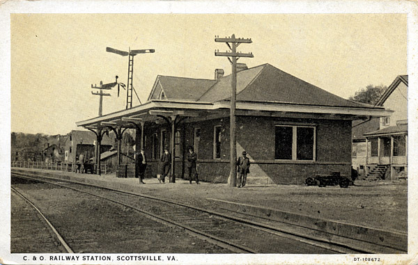 Brick passenger depot built in Scottsville by C&O ca. 1915
