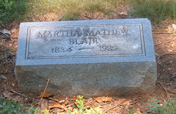 Martha Matthews Blair Gravestone, Scottsville Cemetery