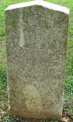 John T. Blair's Gravestone, Scottsville Cemetery