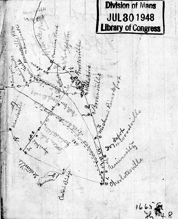 Hotchkiss map of route from Charlottesville to Scottsville and the James River