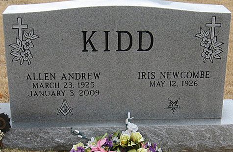 Allen Andrew Kidd and Iris Newcombe Kidd Graestone, Alberene Cemetery