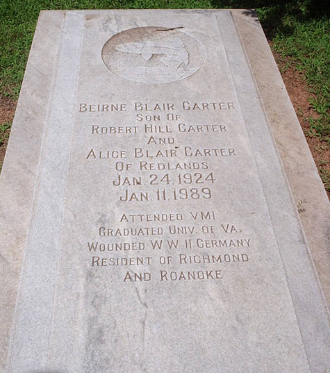 Beirne Blair Carter Gravestone, Christ Church Episcopal Cemetery