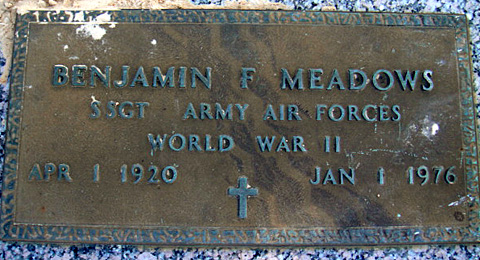 Benjamin Franklin Meadows Gravestone, Carter Co., Oklahoma