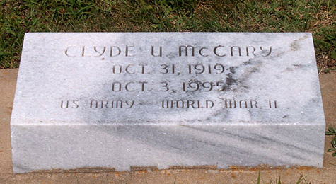 Clyde Ursell McCary Gravestone, Scottsville Cemetery