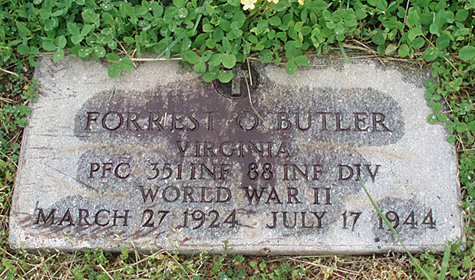Forrest O'Brien Butler Gravestone, Scottsville Cemetery