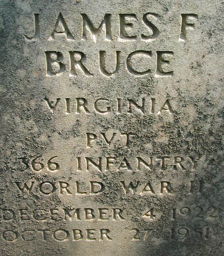 James Frank Bruce Gravestone, New Green Mountain Church Cemetery, Esmont, Virginia