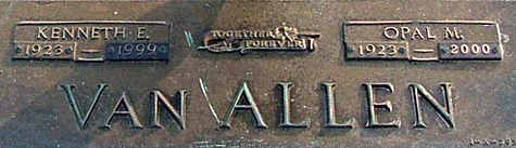 Kenneth Edward and Opal M. Van Allen Gravestone, Signal Hill Memorial Park