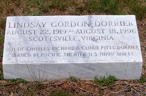 Lindsay Gordan Dorrier Gravestone, Scottsville Cemetery