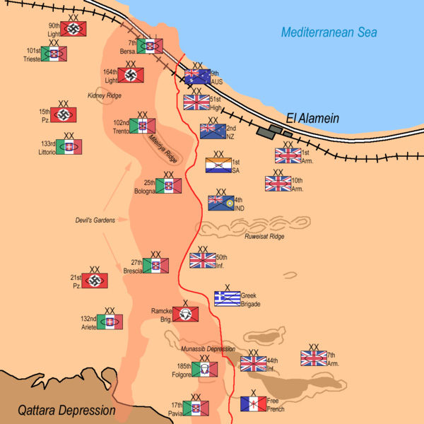 Map of the Second Battle of El Alamein, October 1942
