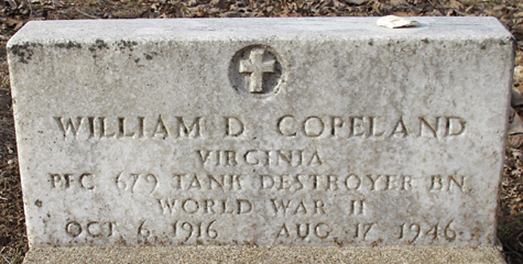 William D. Copeland Gravestone, New Green Mountain Baptist Church Cenmetery