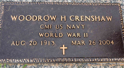 Woodrow Harris Crenshaw Gravestone, Roselawn Burial Park